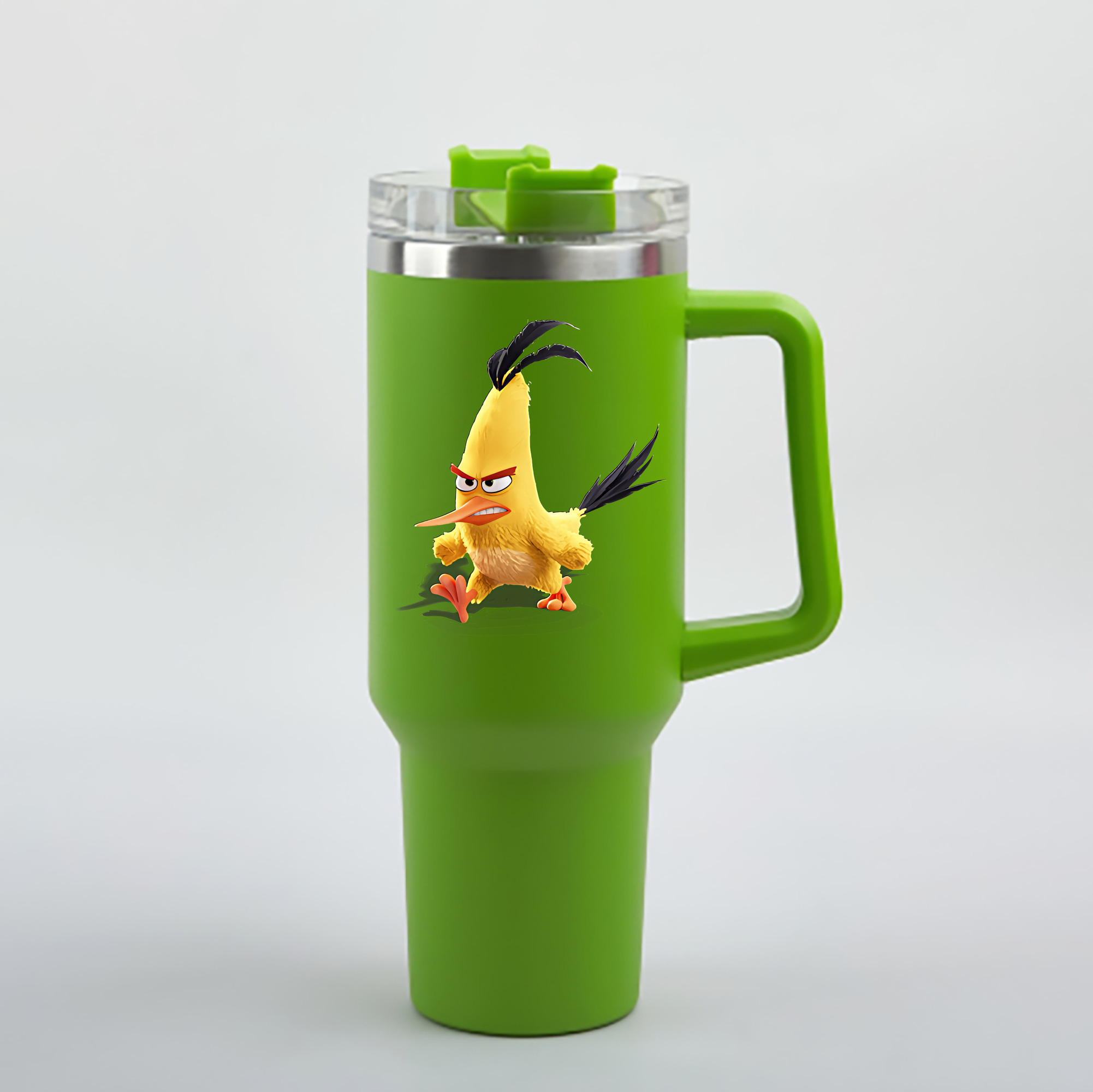 （画像用） Angry Birds アングリーバード 1200mL車用タンブラー - クリスタルステッカー（プラスチックストロー付き）